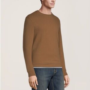 Denver Hayes 100% Cotton Brown Waffle‎ Knit Texture Sweatshirt Size Large